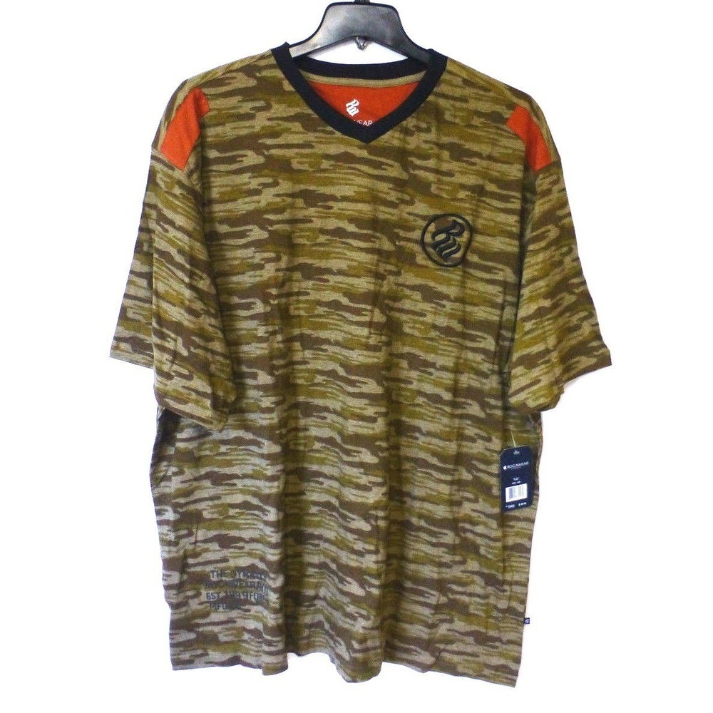 Rocawear Shirt Classic Big Mens Size 2XB Brown & Khaki Camo Tee Shirt New